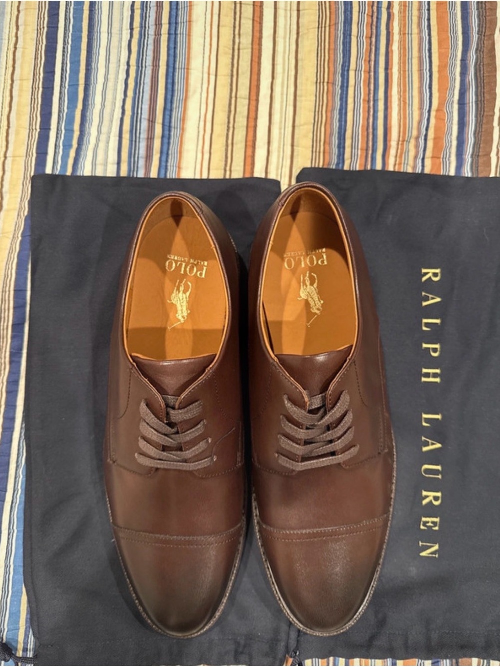 Polo by Ralph Lauren Men's Brown Leather Cap-Toe Oxfords